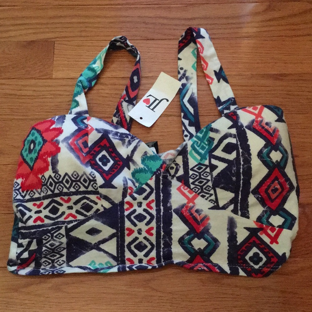5/$25 Joyce Leslie Padded Tribal Print Crop Top